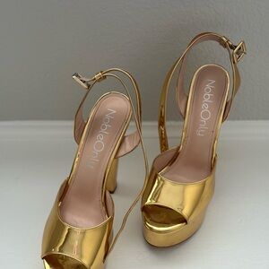 NobleOnly Gold Women's High Heel Sandals